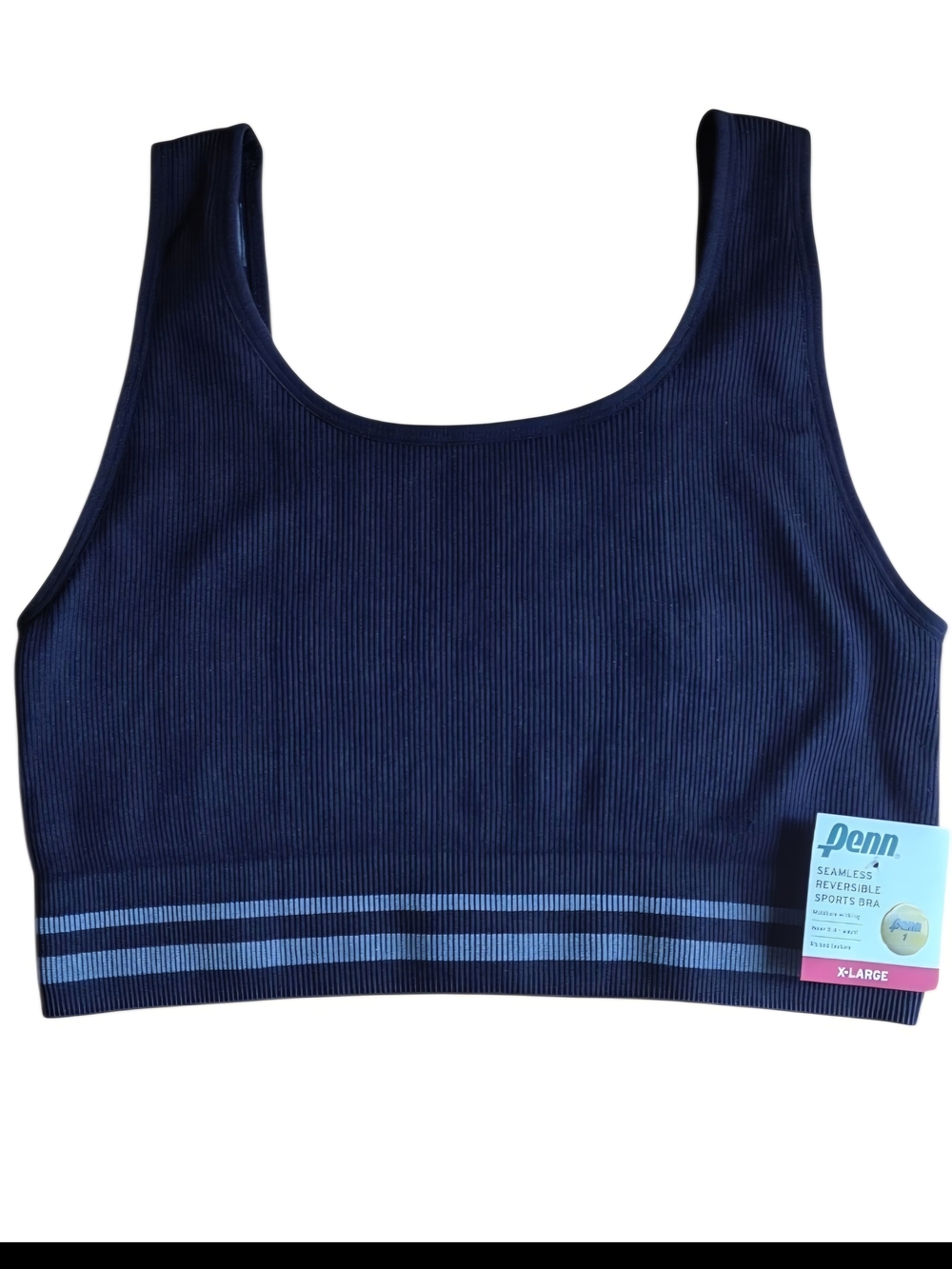 Penn Seamless Reversible Sports Bra Womens Size X-Large Solid Stripes Black Grey